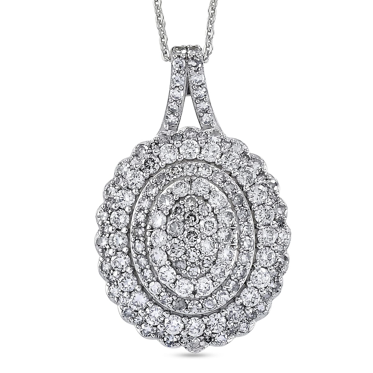 Luxuriant Lab Grown Diamond G-H SI 2.00 ctw Pendant Necklace in Rhodium Over Sterling Silver 20 Inches