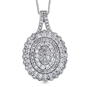 Luxuriant Lab Grown Diamond G-H SI 2.00 ctw Pendant Necklace in Rhodium Over Sterling Silver 20 Inches 