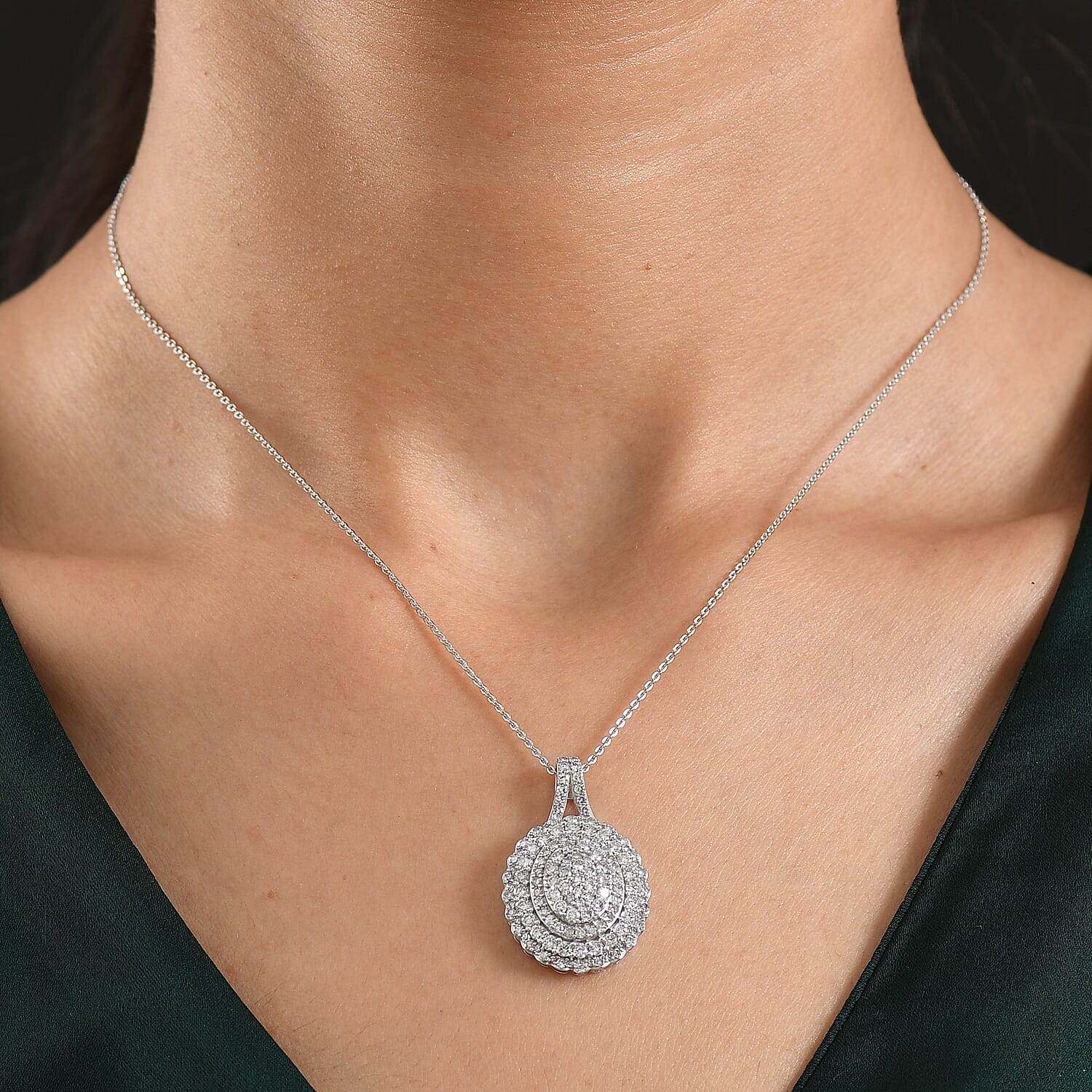 Luxuriant Lab Grown Diamond G-H SI 2.00 ctw Pendant Necklace in Rhodium Over Sterling Silver 20 Inches