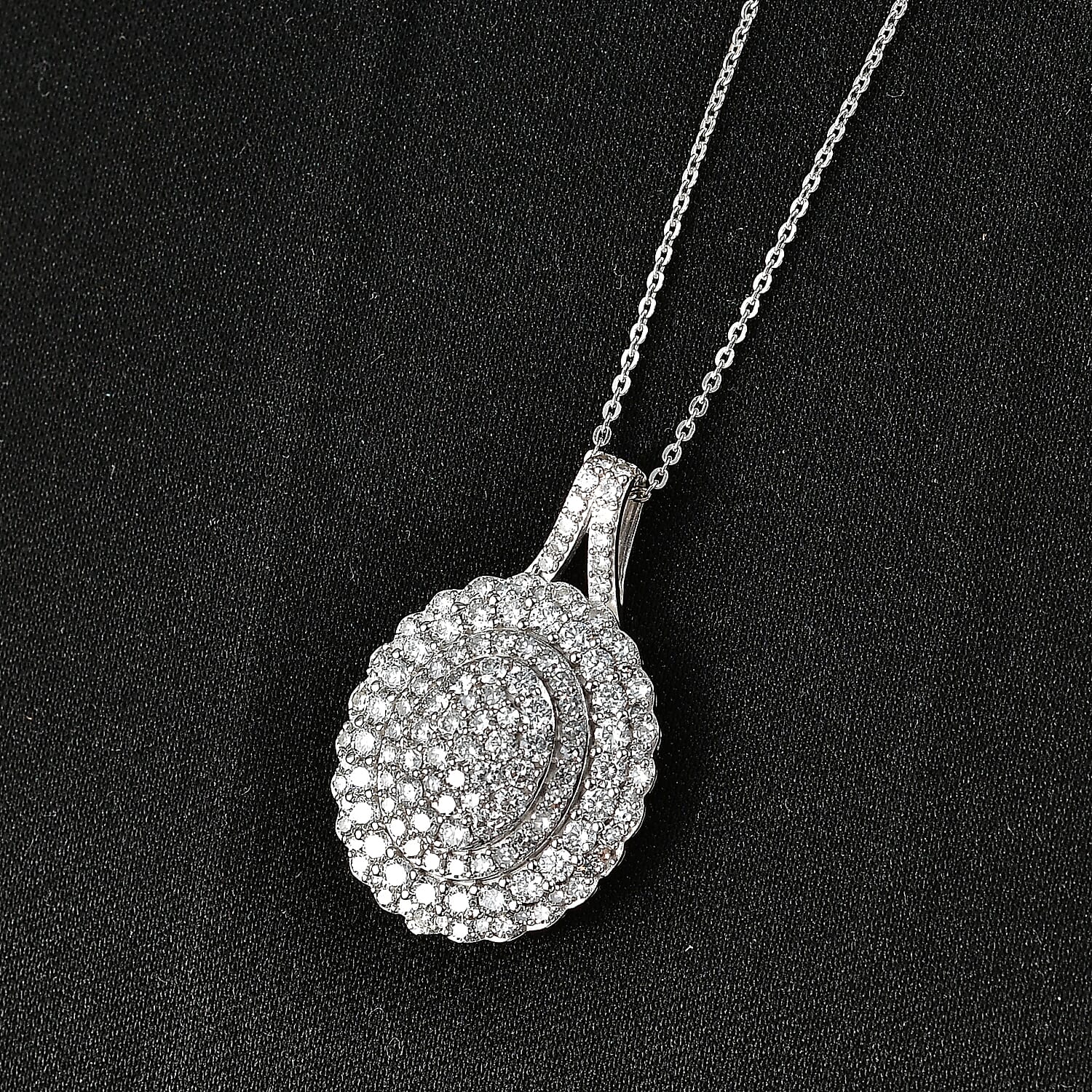 Luxuriant Lab Grown Diamond G-H SI 2.00 ctw Pendant Necklace in Rhodium Over Sterling Silver 20 Inches