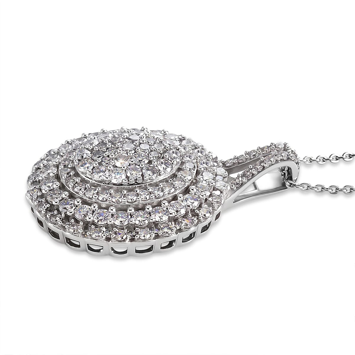 Luxuriant Lab Grown Diamond G-H SI 2.00 ctw Pendant Necklace in Rhodium Over Sterling Silver 20 Inches