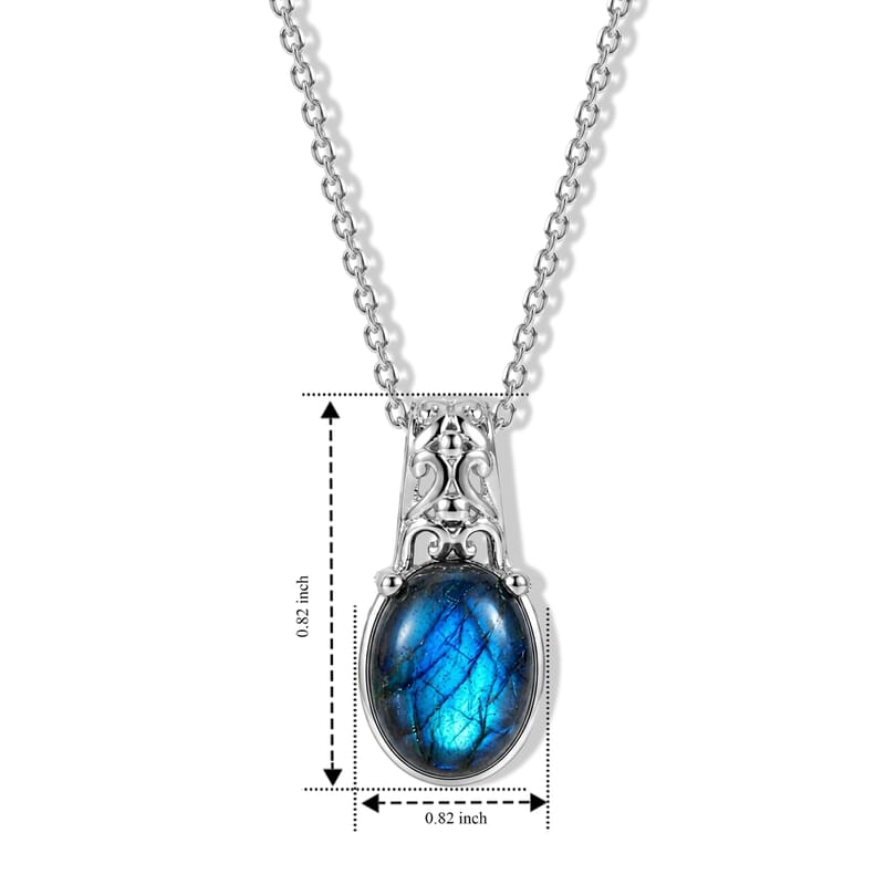 EverTrue Malagasy Labradorite 2.90 ctw Pendant in Platinum Bond with Stainless Steel Necklace (20 Inches)