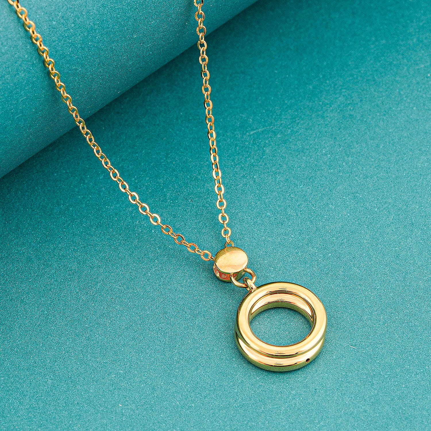 Dual Round Pendant Necklace in 24K Yellow Gold 18 Inches 3.38 Grams