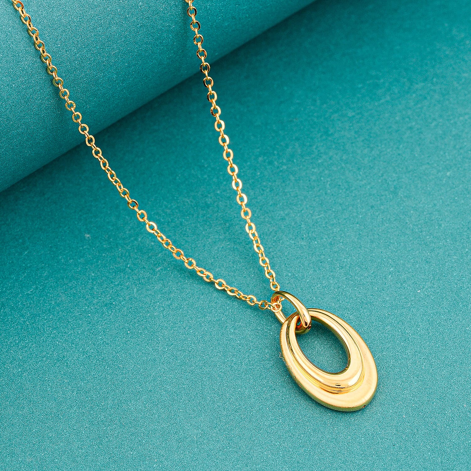 Dual Oval Pendant Necklace in 24K Yellow Gold 18 Inches 3.28 Grams
