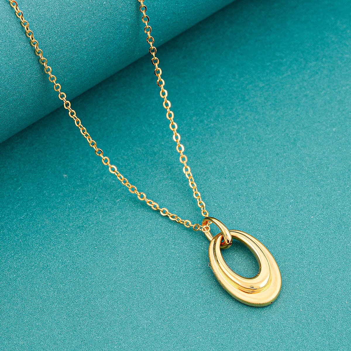 Dual Oval Pendant Necklace in 24K Yellow Gold 18 Inches 3.28 Grams image number 1