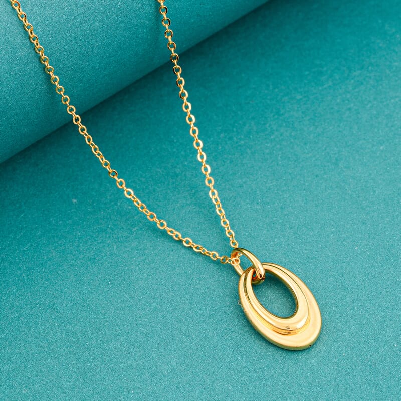 Dual Oval Pendant Necklace in 24K Yellow Gold 18 Inches 3.28 Grams