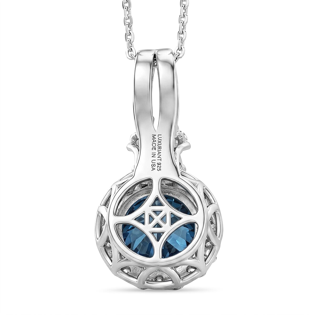 Luxuriant Lab Grown Blue Diamond IR and Lab Grown Diamond EF VS 2.50 ctw Pendant Necklace in Rhodium Over Sterling Silver 18 Inches  image number 4