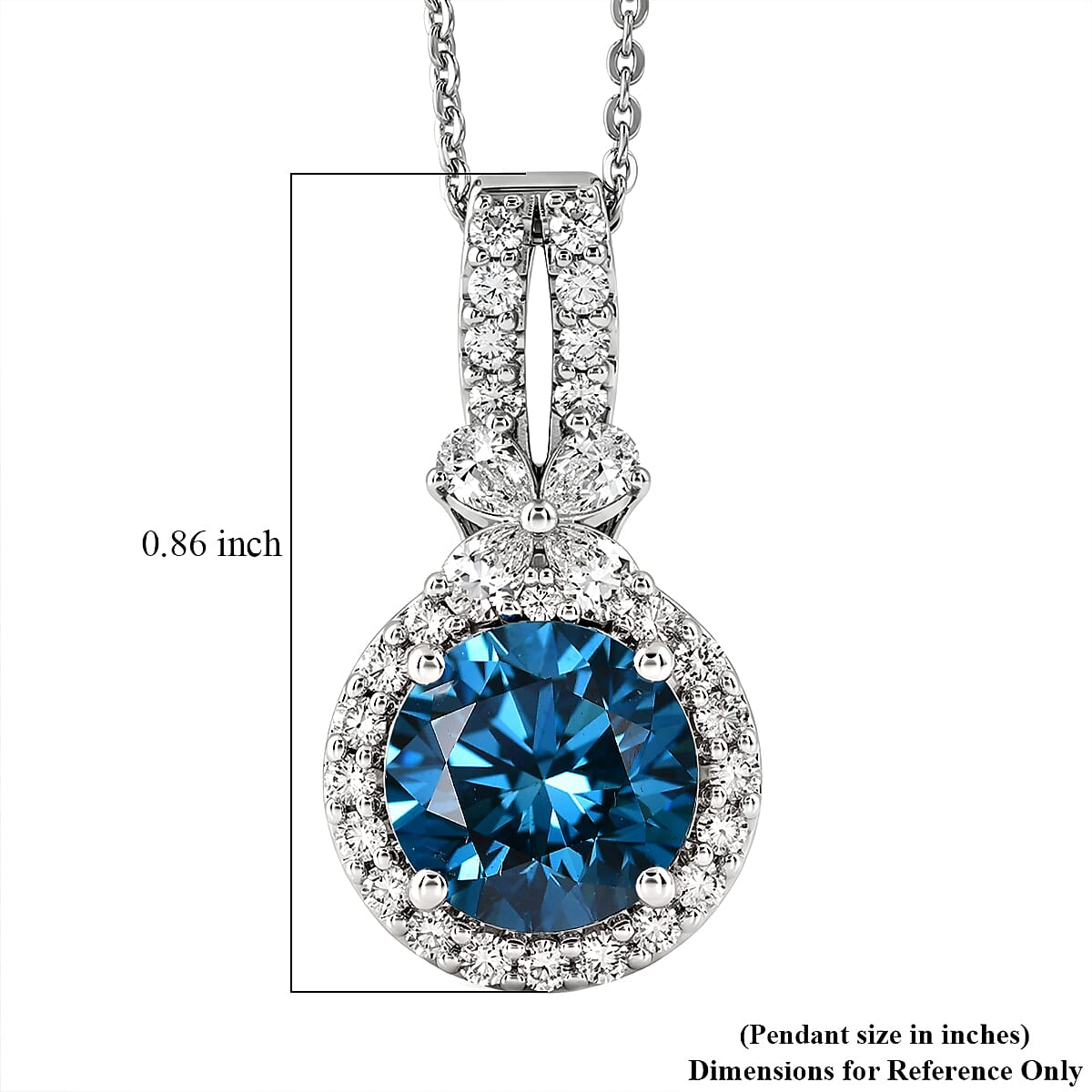 Luxuriant Lab Grown Blue Diamond IR and Lab Grown Diamond EF VS 2.50 ctw Pendant Necklace in Rhodium Over Sterling Silver 18 Inches  image number 5