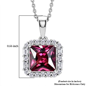 D'Joy Premium Usambara Color Change Garnet and Moissanite 2.30 ctw Pendant Necklace in Rhodium Over Sterling Silver (18 Inches)