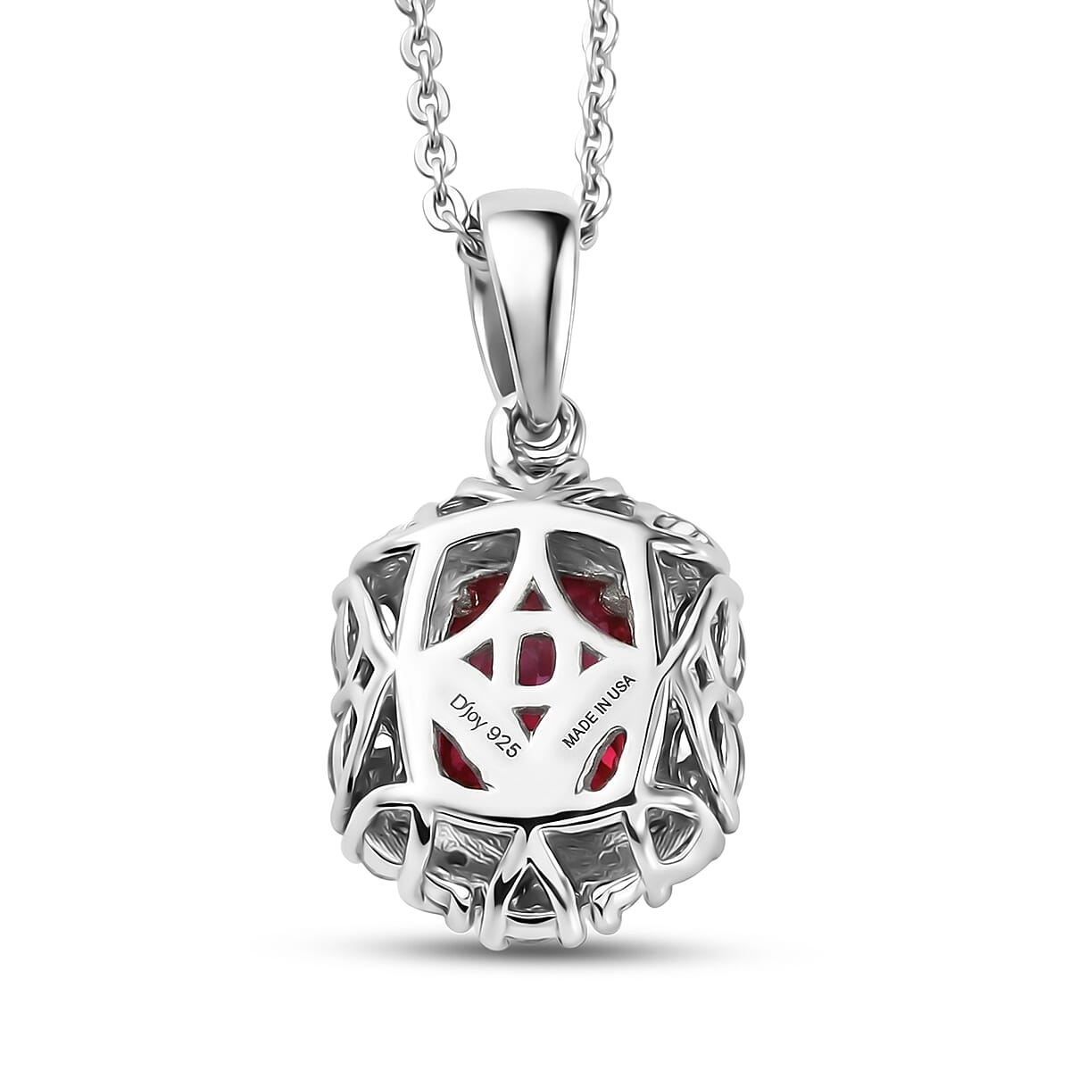 D'Joy Premium Usambara Color Change Garnet and Moissanite 2.20 ctw Pendant Necklace in Rhodium Over Sterling Silver 18 Inches
