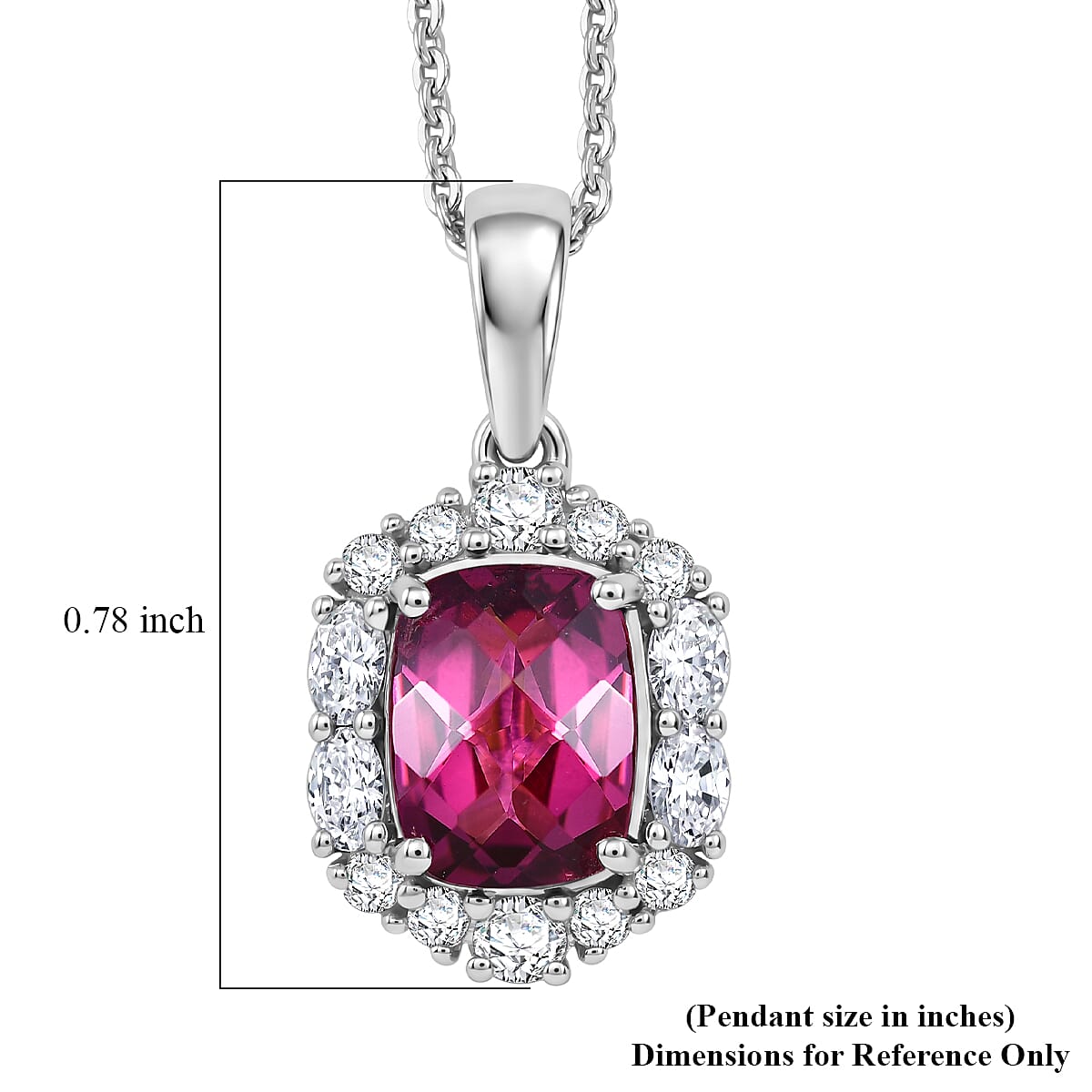 D'Joy Premium Usambara Color Change Garnet and Moissanite 2.20 ctw Pendant Necklace in Rhodium Over Sterling Silver 18 Inches