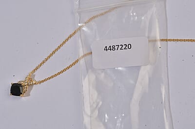EverTrue Thai Black Spinel 3.40 ctw Pendant in 18K YG Plated with ION Plated YG Stainless Steel Necklace (20 Inches)