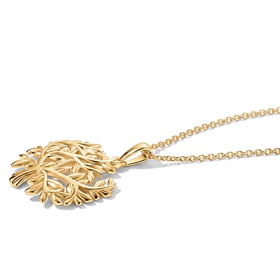 EverTrue Bronzella Collection Tree of Life Pendant in 18K YG Plated Bronze with ION Plated YG Stainless Steel Necklace (20 Inches)