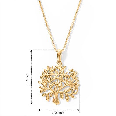 EverTrue Bronzella Collection Tree of Life Pendant in 18K YG Plated Bronze with ION Plated YG Stainless Steel Necklace (20 Inches)