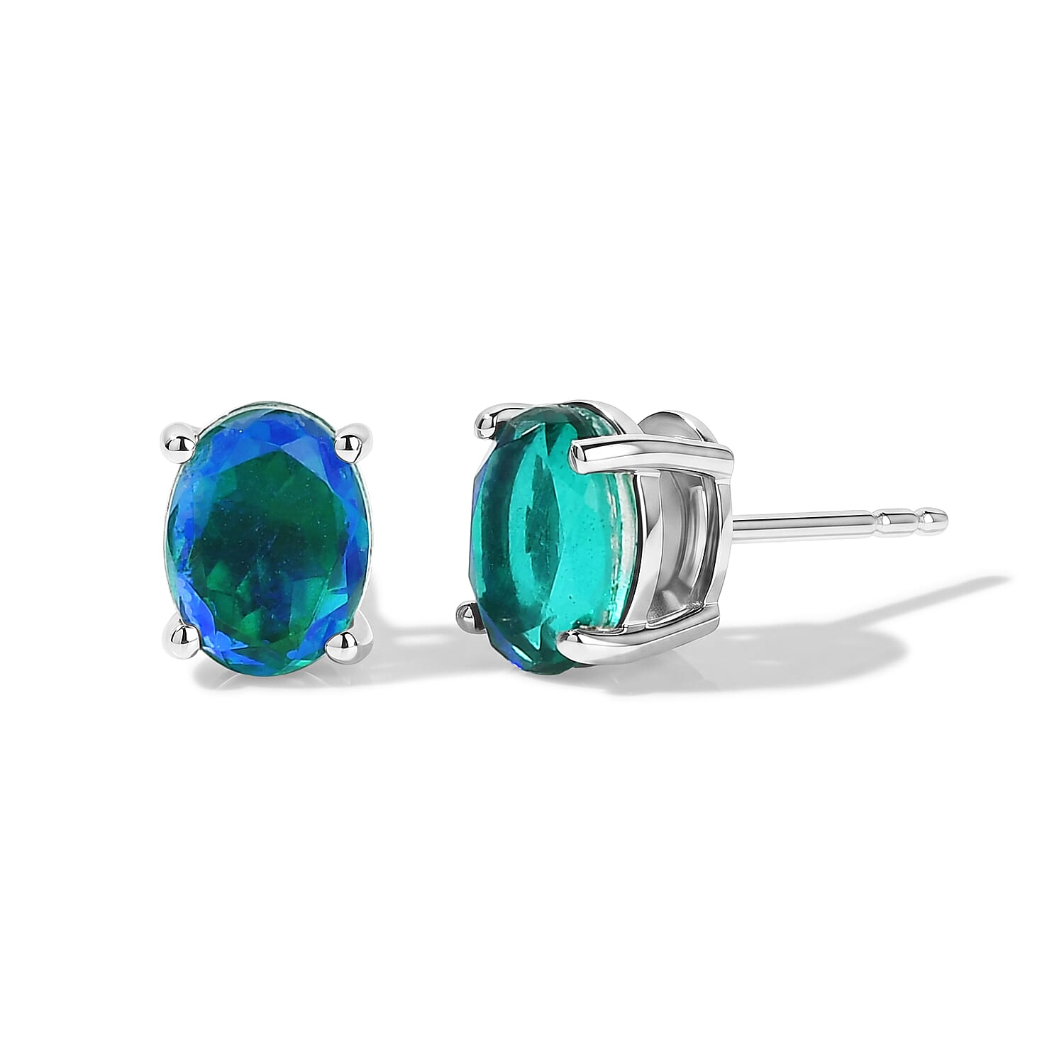 EverTrue Peacock Quartz (Triplet) 5.40 ctw Vintage Royal Bloom Earrings in Platinum Bond with Stainless Steel Necklace (20 Inches)