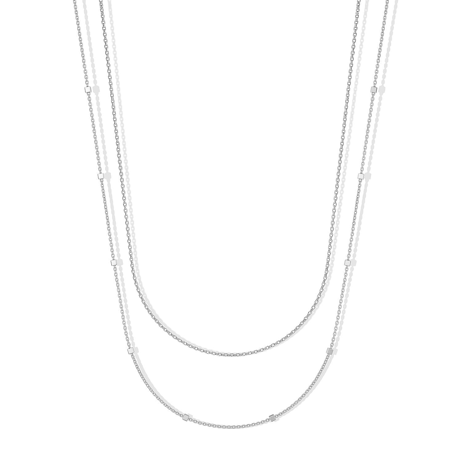 Set of 2 Necklace in Rhodium Over and Sterling Silver 2.60 Grams 18 Inches