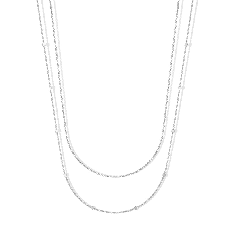 Set of 2 Necklace in Rhodium Over and Sterling Silver 2.60 Grams 18 Inches