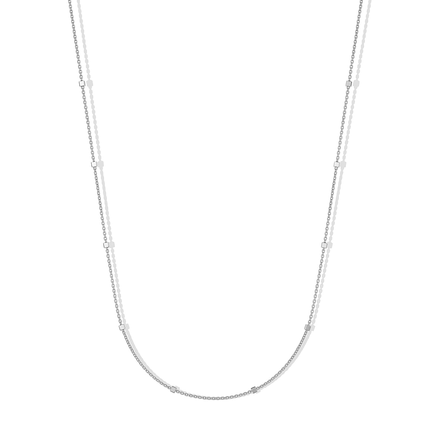 Set of 2 Necklace in Rhodium Over and Sterling Silver 2.60 Grams 18 Inches