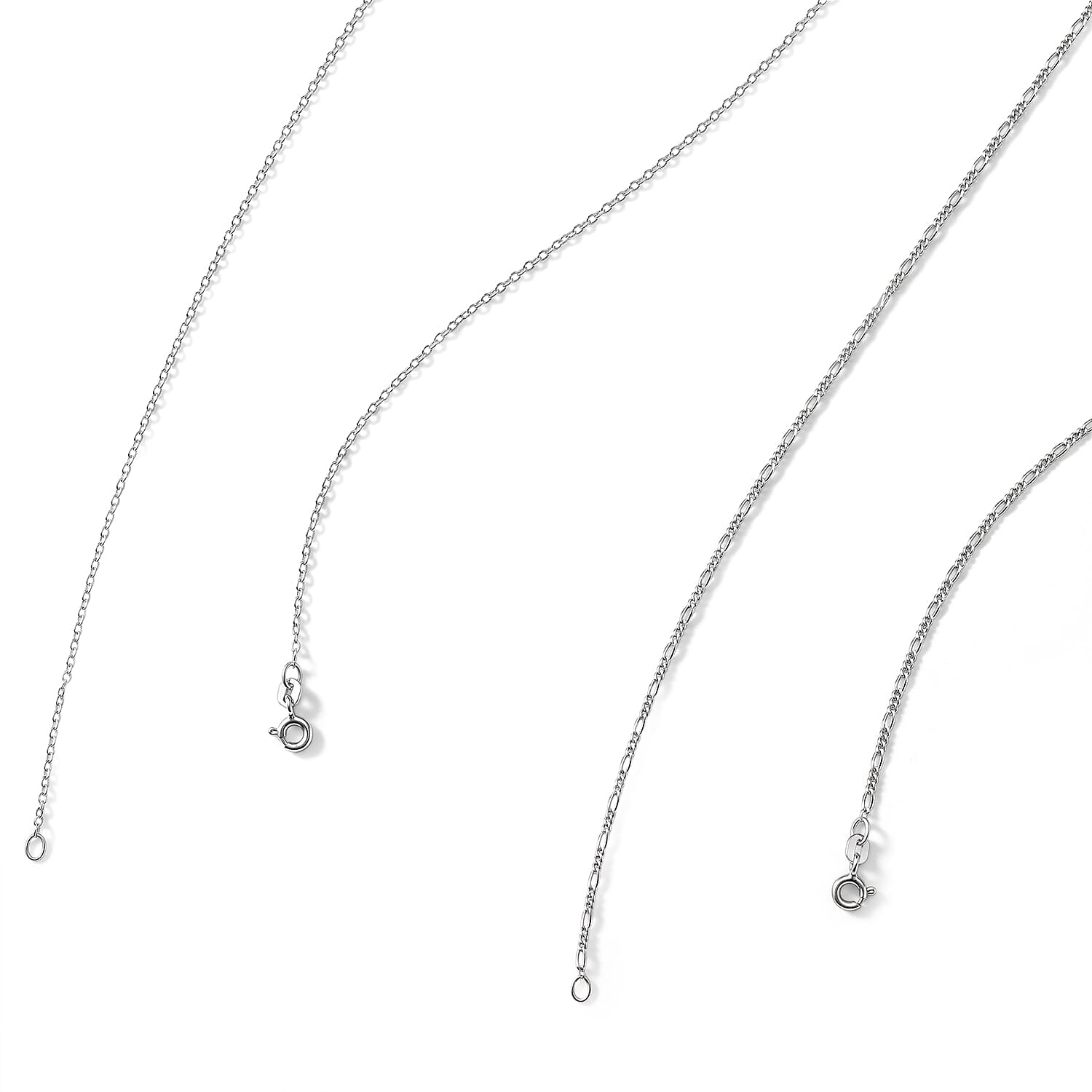 Italian Set of 2 Necklace in Rhodium Over Sterling Silver 2.10 Grams 18 Inches