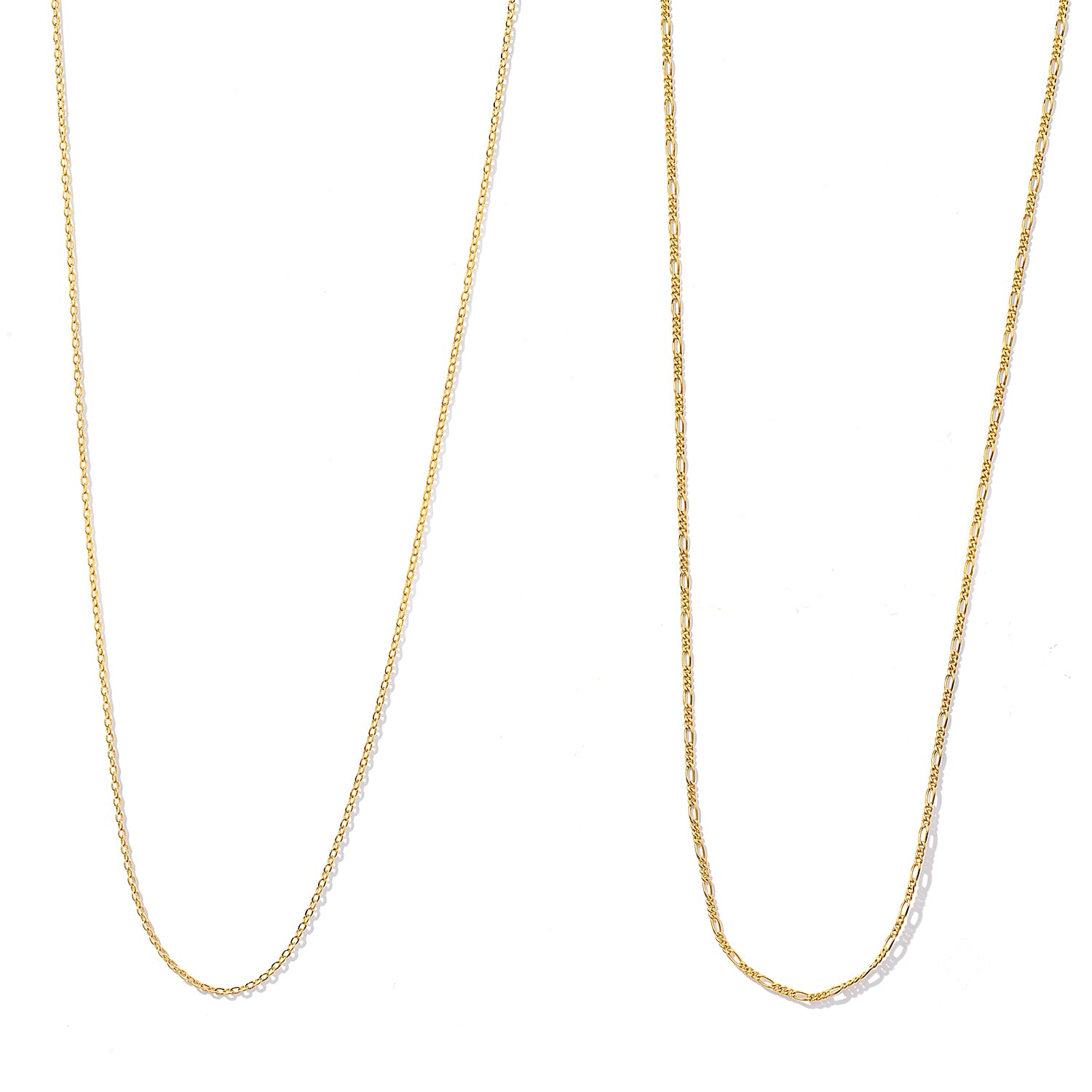 Italian Set of 2 Necklace in 14K YG Over Sterling Silver 2.35 Grams 18 Inches
