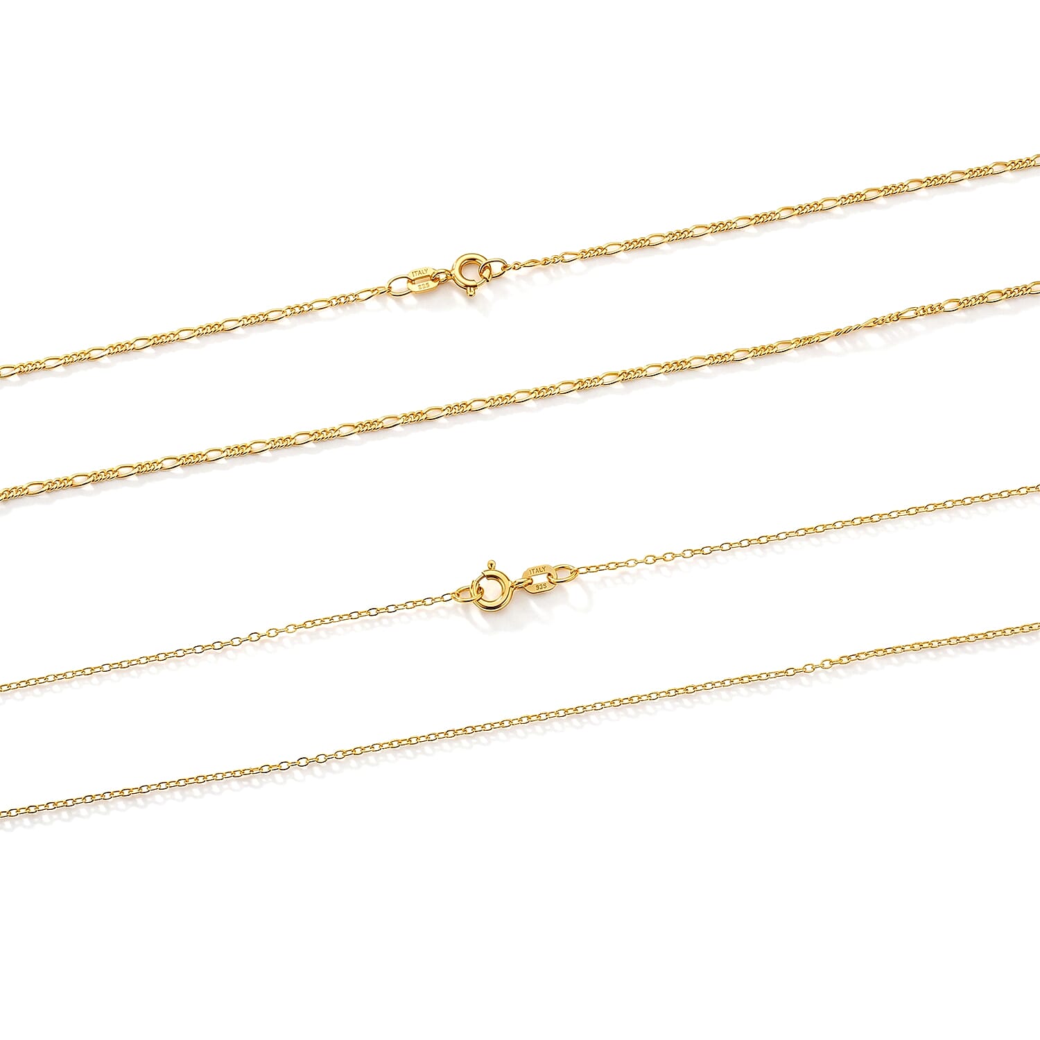 Italian Set of 2 Necklace in 14K YG Over Sterling Silver 2.35 Grams 18 Inches