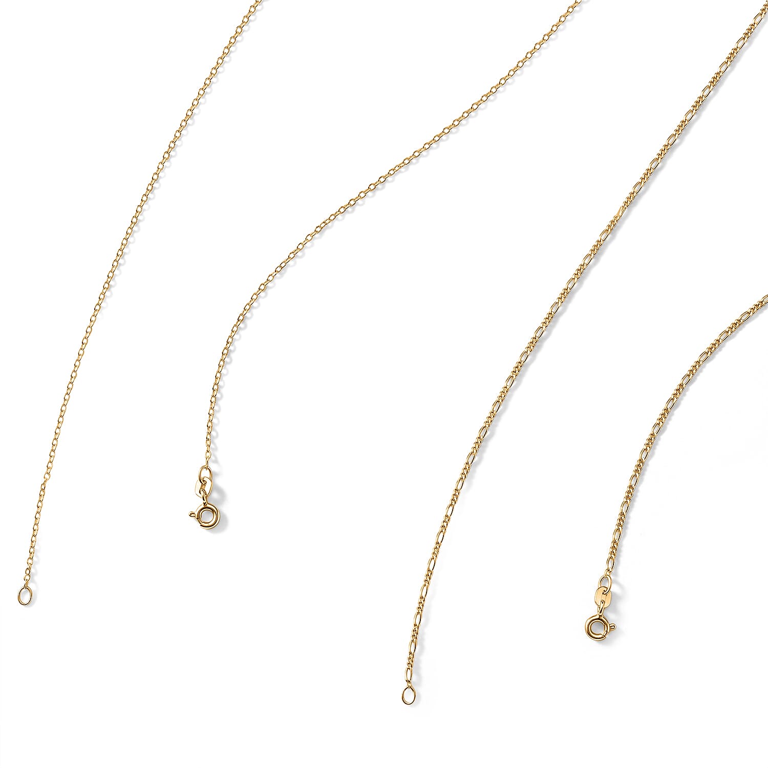 Italian Set of 2 Necklace in 14K YG Over Sterling Silver 2.35 Grams 18 Inches