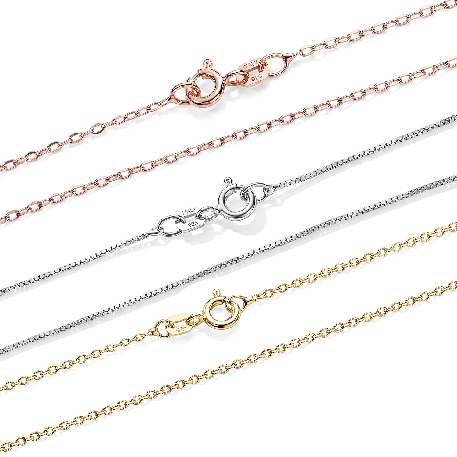 Set of 3 Necklace in 14K YRG and Rhodium Over Sterling Silver 3.40 Grams 18 Inches
