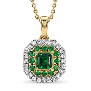 D'Joy AAA Tsavorite Garnet and Moissanite 0.80 ctw Pendant Necklace in 18K Vermeil Yellow Gold Over Sterling Silver 20 Inches 