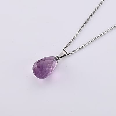 Lavender Amethyst 8.00 ctw Pendant in Silvertone with Stainless Steel Necklace (20 Inches)