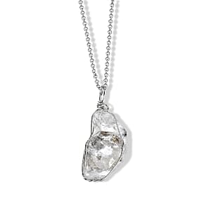Herkimer Quartz 15.00 ctw Pendant in Silvertone with Stainless Steel (20 Inches)