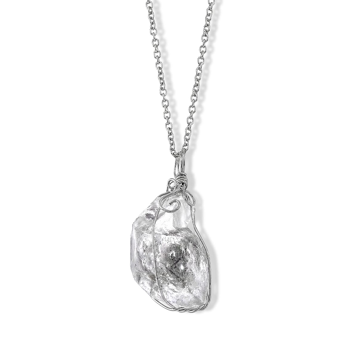 Herkimer Quartz 15.00 ctw Pendant in Silvertone with Stainless Steel (20 Inches) image number 2