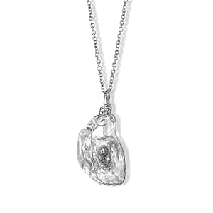 Herkimer Quartz 15.00 ctw Pendant in Silvertone with Stainless Steel (20 Inches)