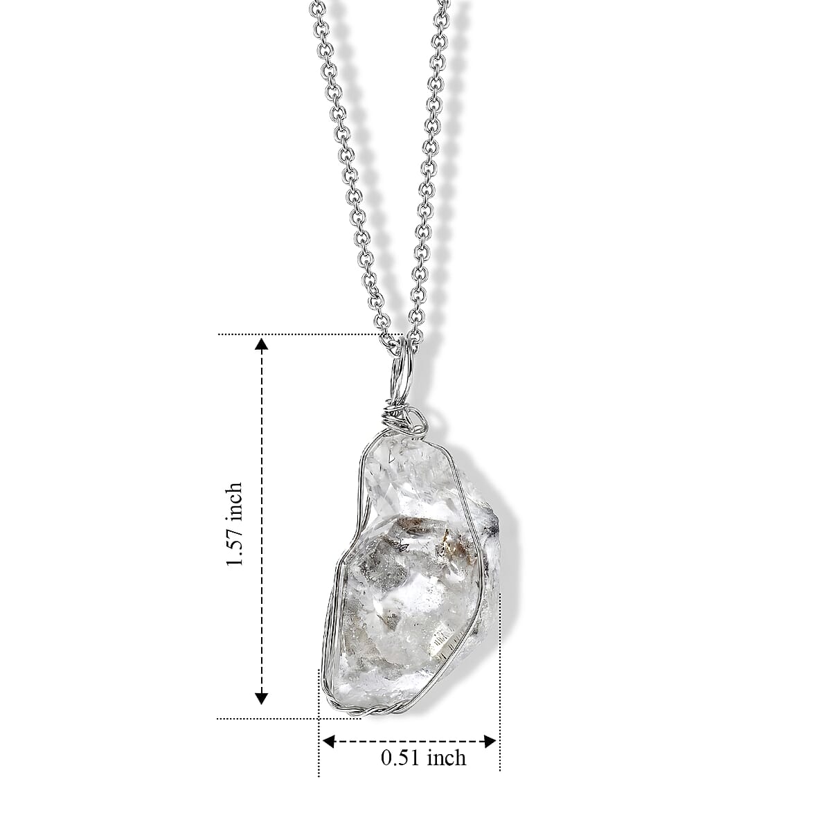 Herkimer Quartz 15.00 ctw Pendant in Silvertone with Stainless Steel (20 Inches) image number 3