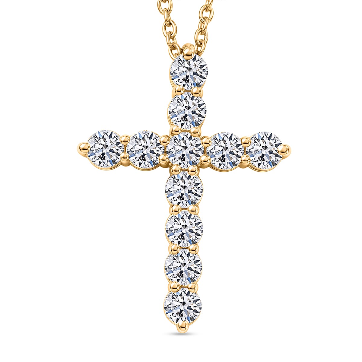 Luxuriant Lab Grown Diamond G-H SI 2.00 ctw Pendant Necklace in 18K Vermeil Yellow Gold Over Sterling Silver 20 Inches