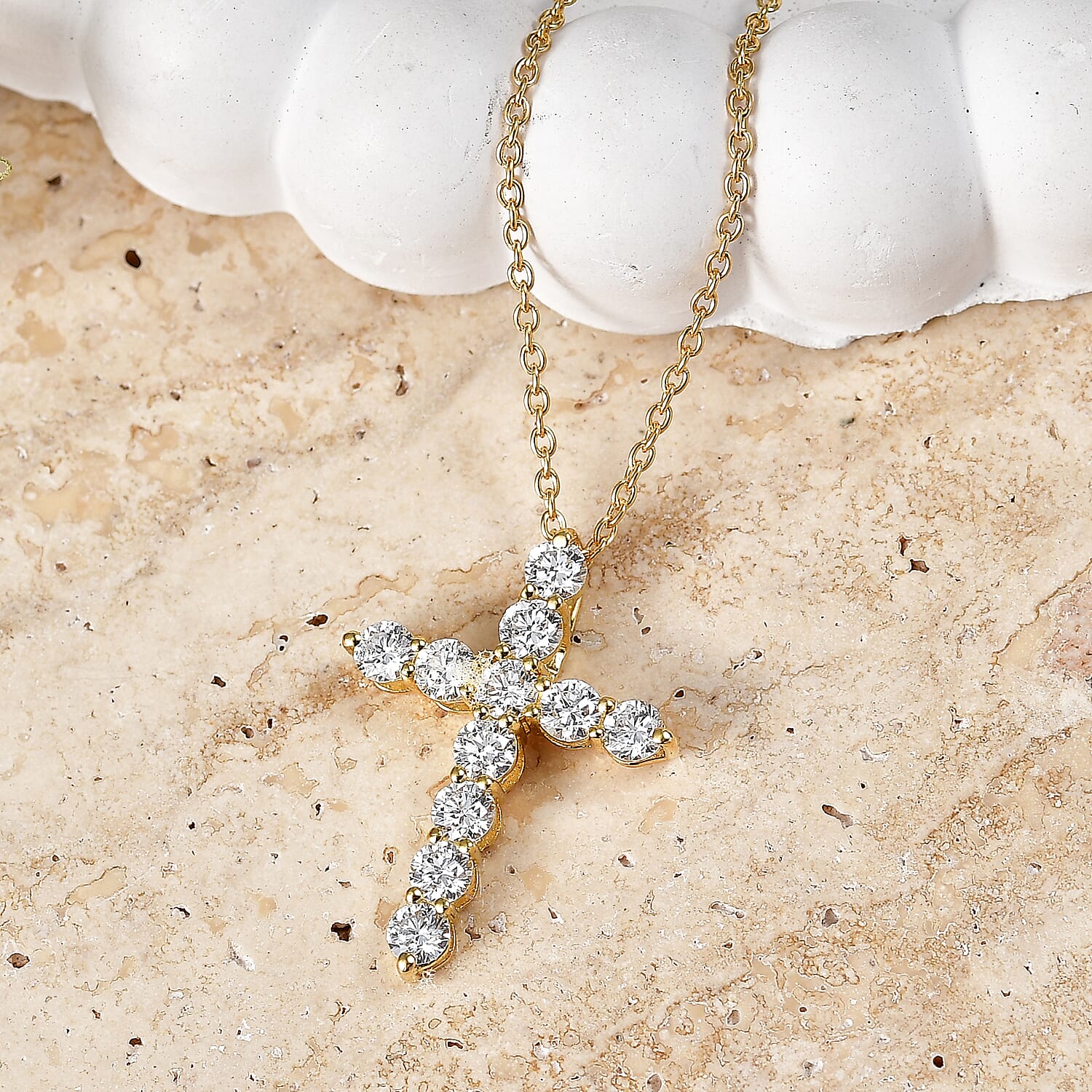 Luxuriant Lab Grown Diamond G-H SI 2.00 ctw Pendant Necklace in 18K Vermeil Yellow Gold Over Sterling Silver 20 Inches