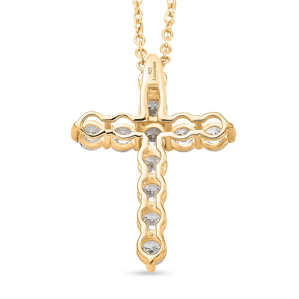 Luxuriant Lab Grown Diamond G-H SI 2.00 ctw Pendant Necklace in 18K Vermeil Yellow Gold Over Sterling Silver 20 Inches  image number 4