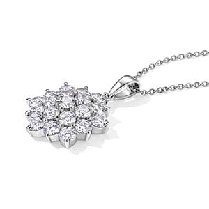 EverTrue Simulated Diamond Pendant Necklace in Stainless Steel 20 Inches 