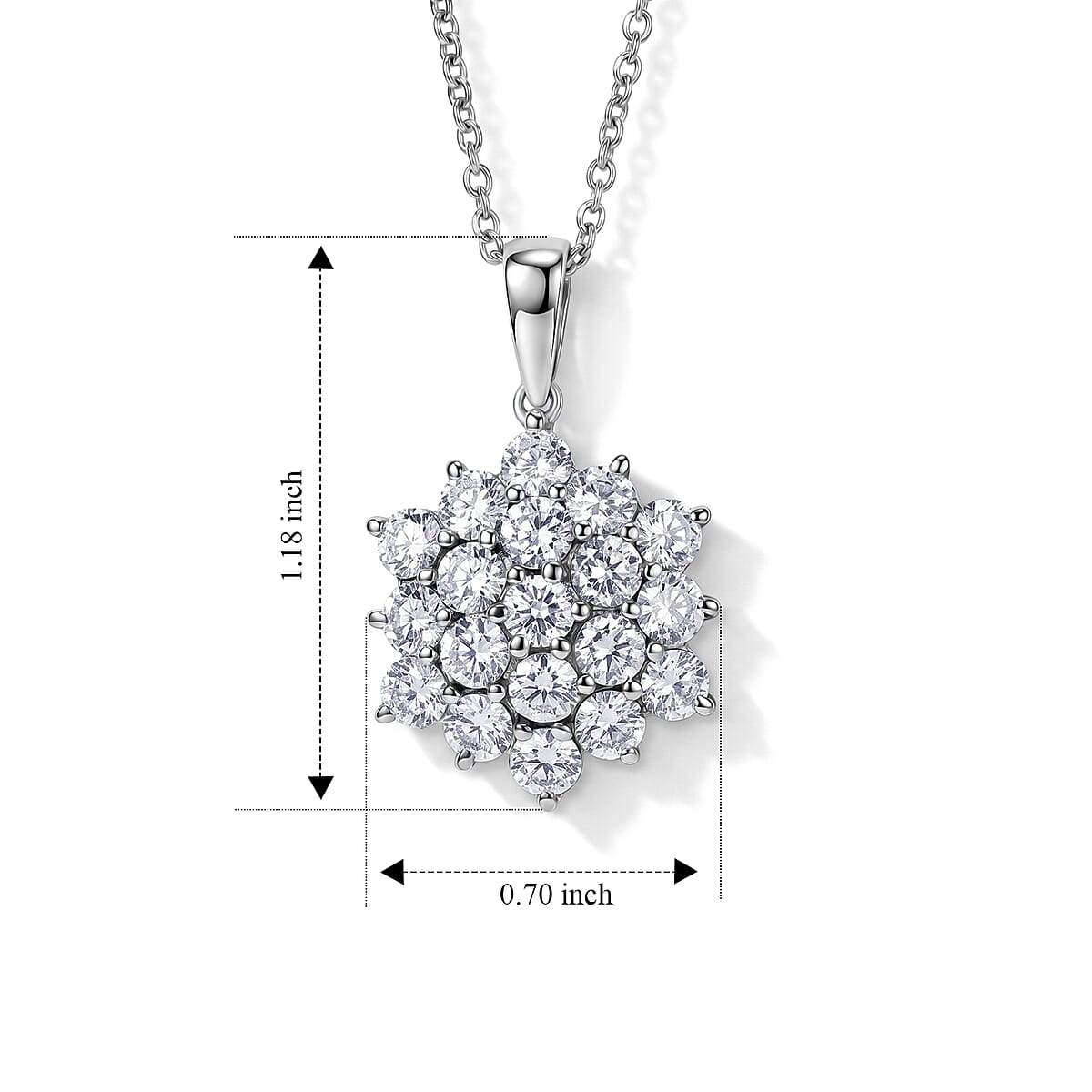 EverTrue Simulated Diamond Pendant Necklace in Stainless Steel 20 Inches  image number 2