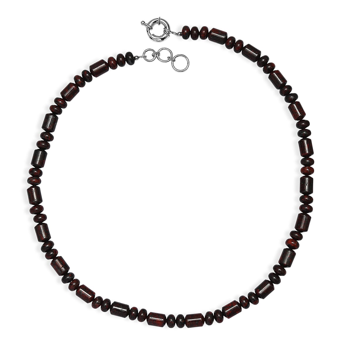 EverTrue Red Jasper Beaded Stretch Bracelet and Necklace (20 Inches) in Platinum Bond 410.00 ctw image number 4
