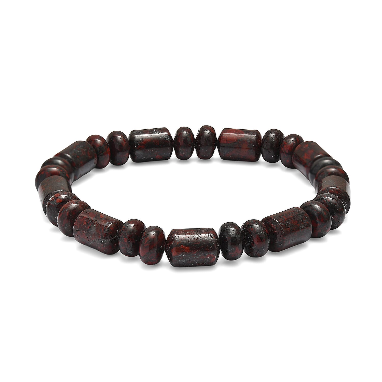 EverTrue Red Jasper 410.00 ctw Beaded Stretch Bracelet and Necklace 20 Inches in Platinum Bond