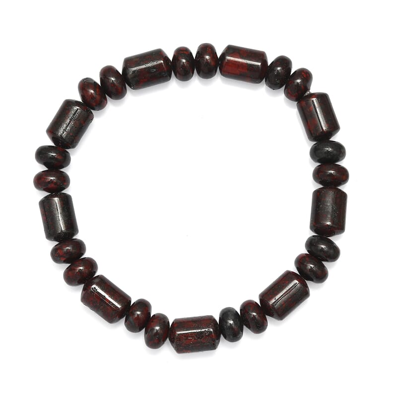 EverTrue Red Jasper 410.00 ctw Beaded Stretch Bracelet and Necklace 20 Inches in Platinum Bond