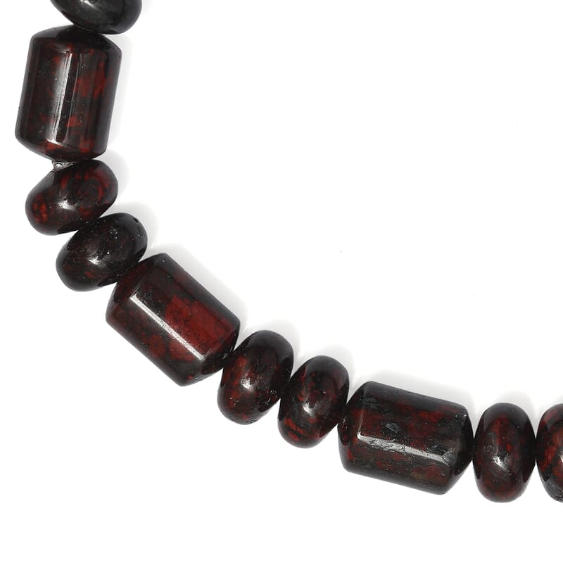 EverTrue Red Jasper 410.00 ctw Beaded Stretch Bracelet and Necklace 20 Inches in Platinum Bond