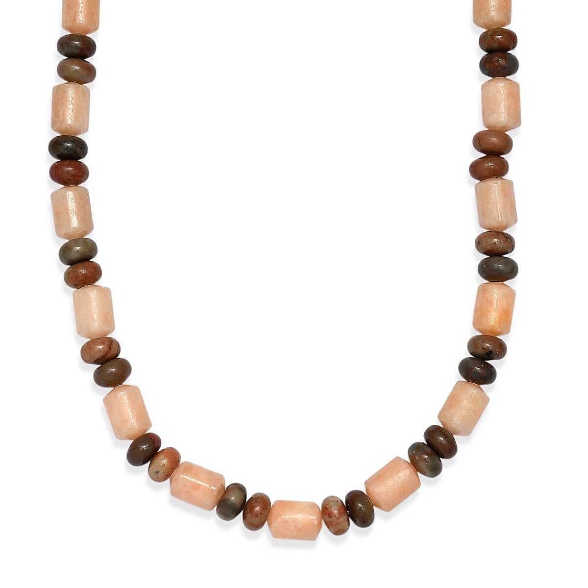 EverTrue Picasso Jasper 375.00 ctw Beaded Stretch Bracelet and Necklace 20 Inches in Platinum Bond image number 3