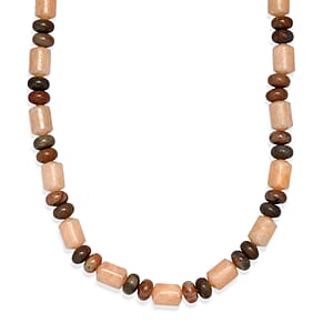 EverTrue Picasso Jasper 375.00 ctw Beaded Stretch Bracelet and Necklace 20 Inches in Platinum Bond
