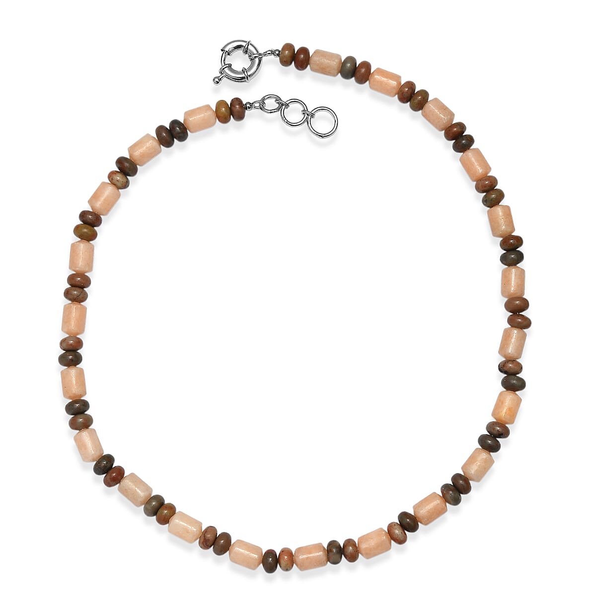 EverTrue Picasso Jasper 375.00 ctw Beaded Stretch Bracelet and Necklace 20 Inches in Platinum Bond image number 4