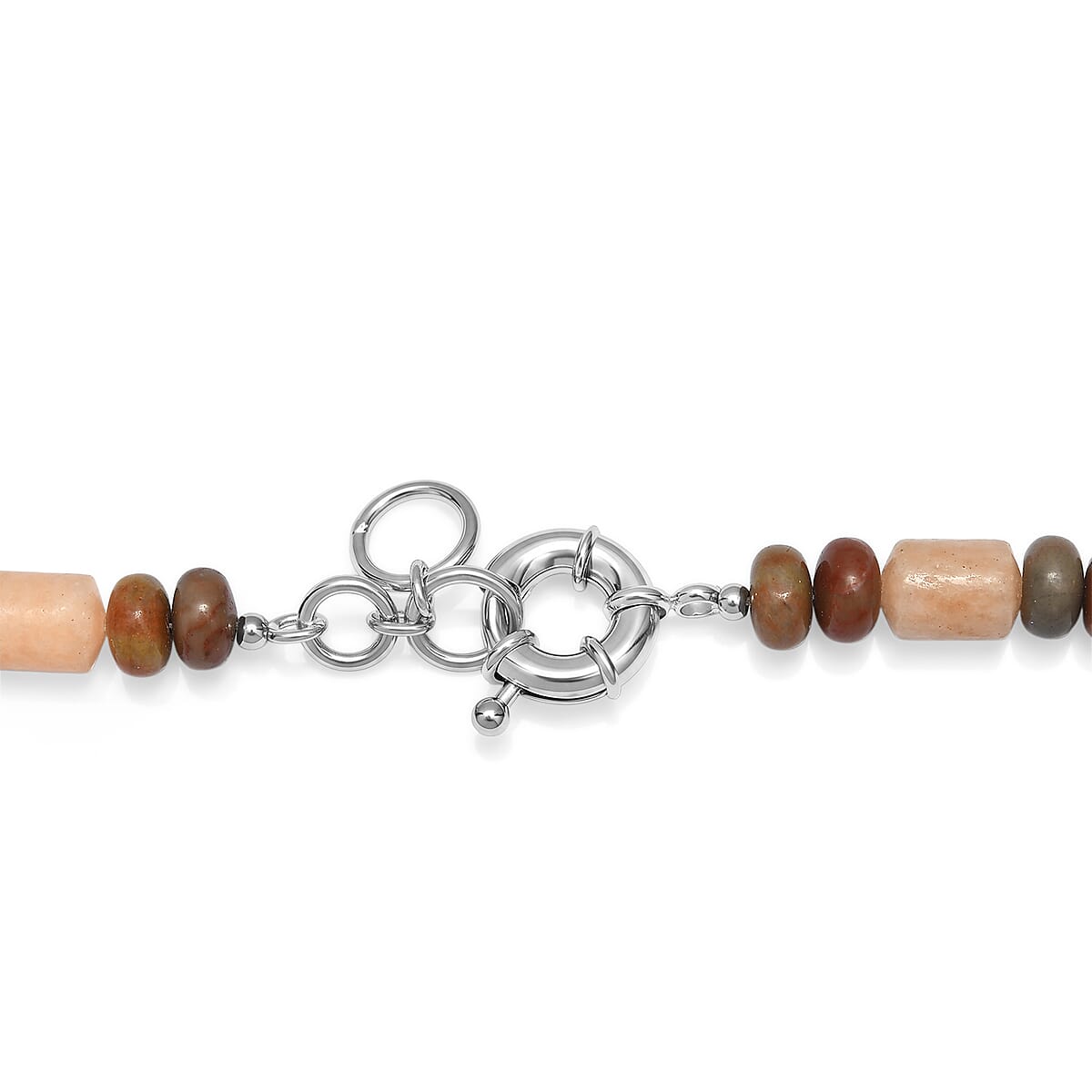 EverTrue Picasso Jasper 375.00 ctw Beaded Stretch Bracelet and Necklace 20 Inches in Platinum Bond image number 5
