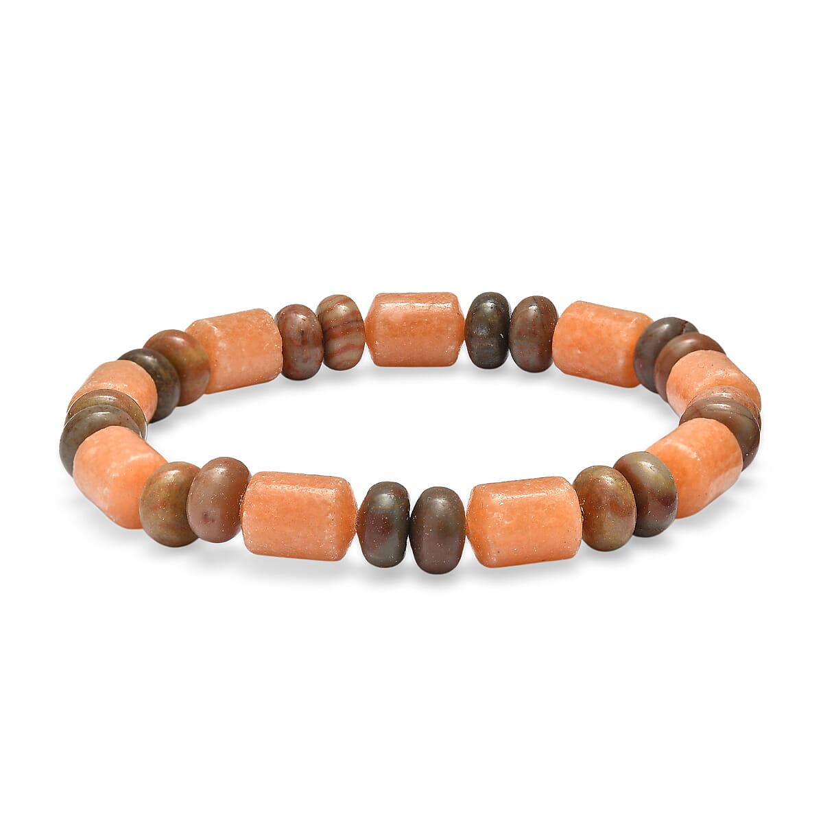 EverTrue Picasso Jasper 375.00 ctw Beaded Stretch Bracelet and Necklace 20 Inches in Platinum Bond image number 6
