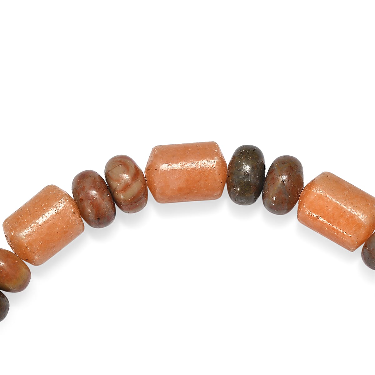 EverTrue Picasso Jasper 375.00 ctw Beaded Stretch Bracelet and Necklace 20 Inches in Platinum Bond image number 7