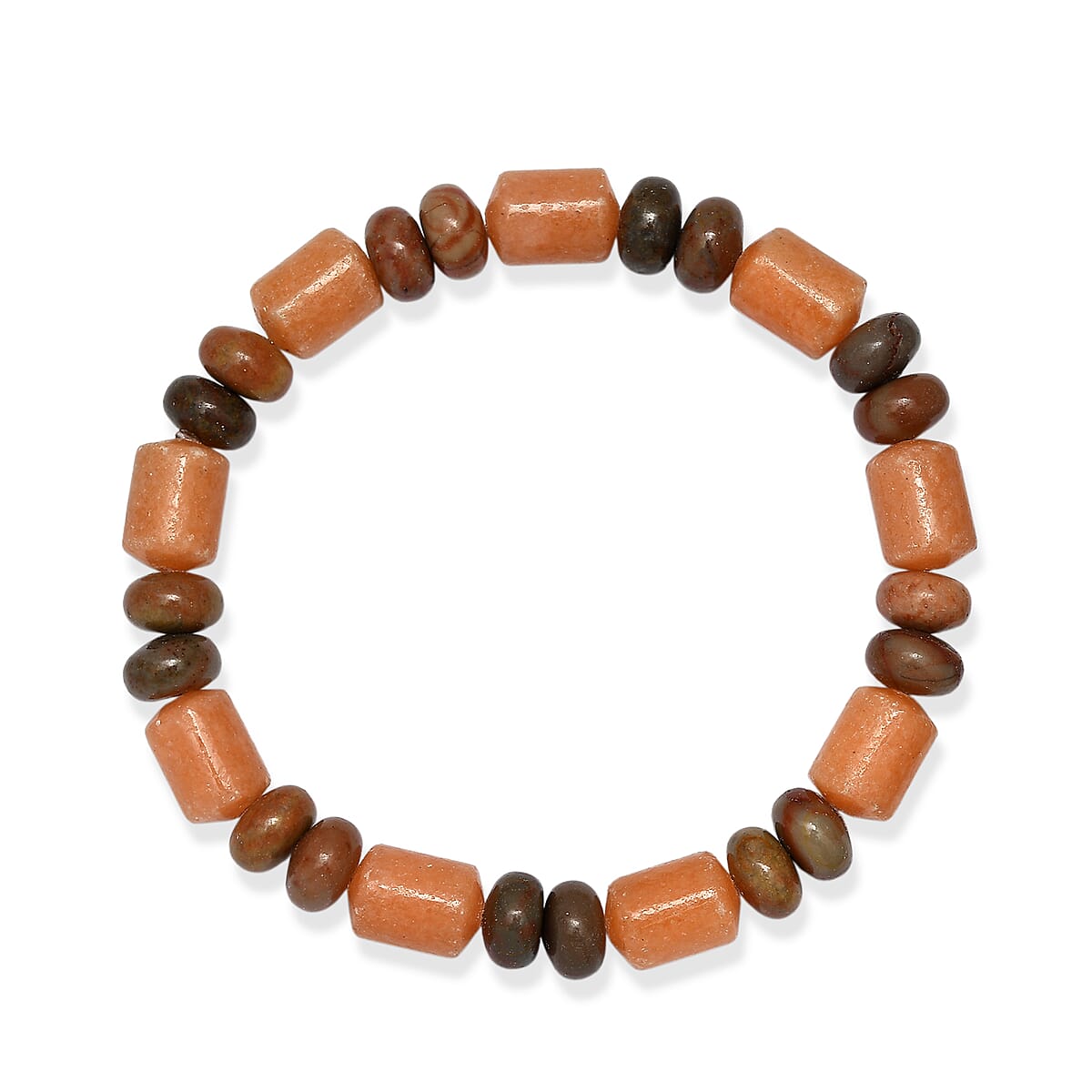 EverTrue Picasso Jasper 375.00 ctw Beaded Stretch Bracelet and Necklace 20 Inches in Platinum Bond image number 8