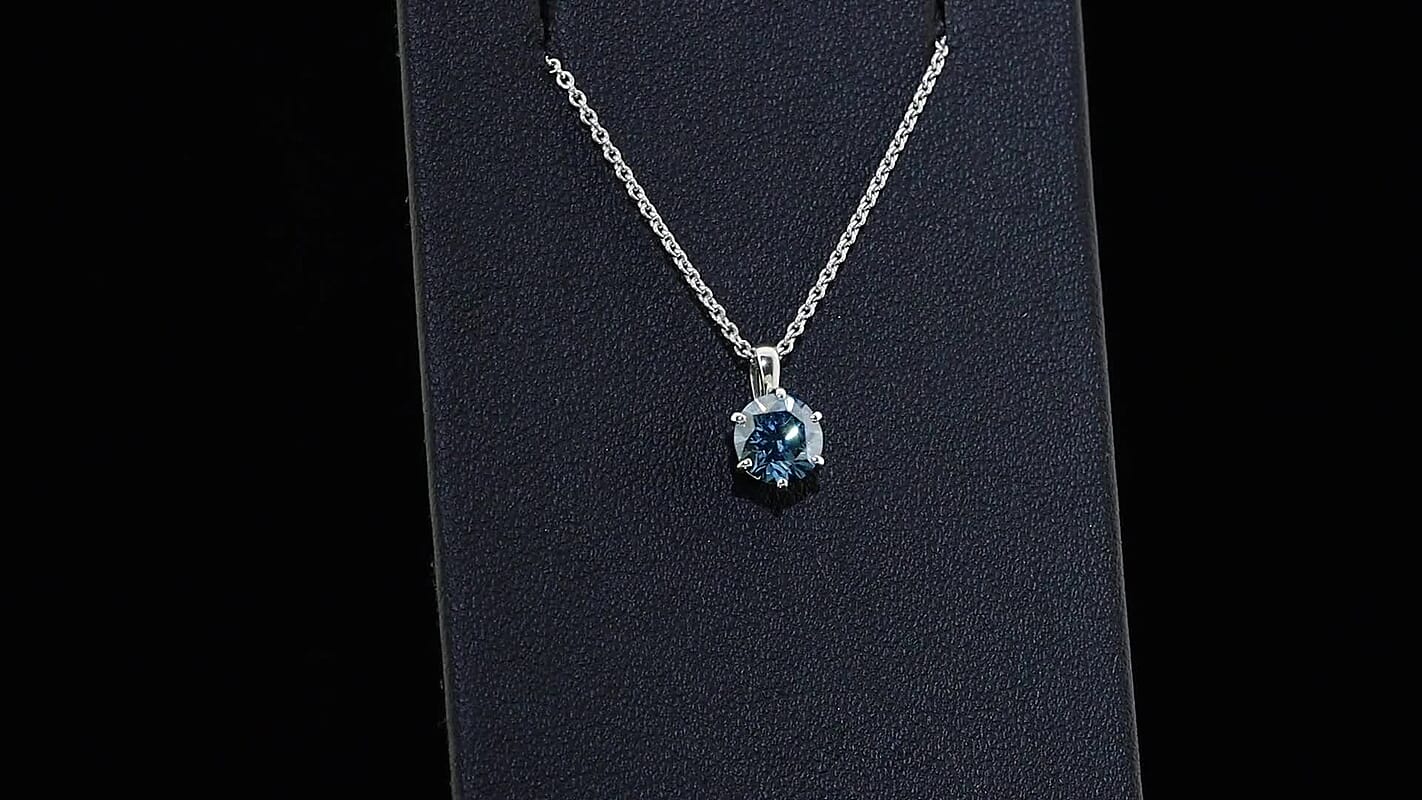 10K White Gold Luxuriant Lab Grown Blue Diamond (IR) (SI) Pendant Necklace (20 Inches) 1.00 ctw